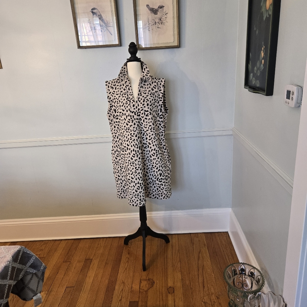 Entro Black and White Animal Print Mini Dress